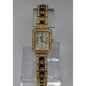 Pierre Nicol Gold Tone Sparkly Rhinestone Quartz Watch NEW BATTERY